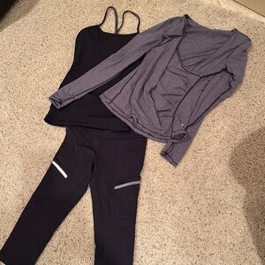 LULULEMON Black Women's Top / Capri / Tank Top Size 6 EUC Outfit Lot